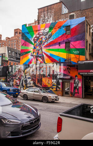 The Kissing Sailor mural by Eduardo Kobra,Chelsea, New York City, United States of America. Stock Photo