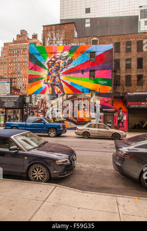 The Kissing Sailor mural by Eduardo Kobra,Chelsea, New York City, United States of America. Stock Photo