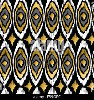 Fancy golden peacock elements retro tribal fashion style seamless pattern background. Ideal for greeting card, print and web Stock Vector