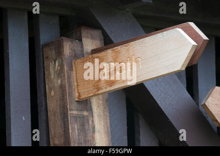 A collection of footpath signs at Harestanes Stock Photo