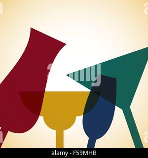 Retro overlay cocktail card in vector format. Stock Vector