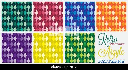 Retro vintage argyle patterns in vector format. Stock Vector
