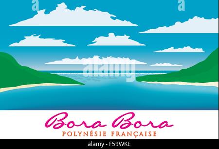 Reefscape of Bora Bora, French Polynesia in vector format. Stock Vector