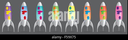 Retro rocket style lava lamps in vector format. Stock Vector