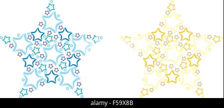 Big stars made of small stars in vector format. Stock Vector