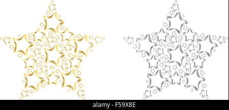 Big stars made of small stars in vector format. Stock Vector