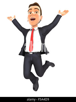 3d businessman jumping for joy, isolated white background Stock Photo