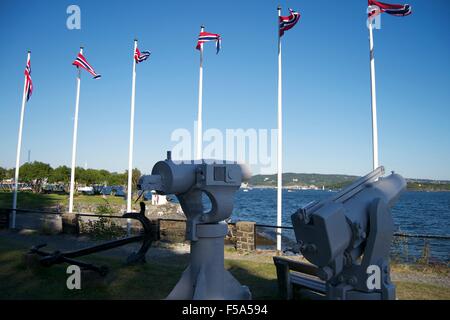 International  flags port harbor Oslo sea coast Stock Photo