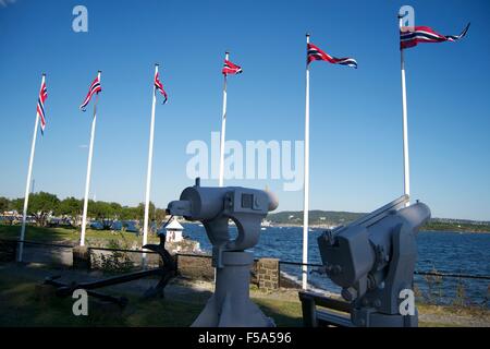 International  flags port harbor Oslo sea coast Stock Photo