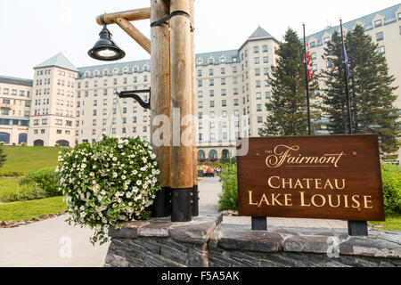Fairmont Chateau Lake Louise hotel at Lake Louise Banff National Park Alberta Canada Stock Photo