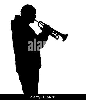 Trumpet player silhouette Stock Photo - Alamy