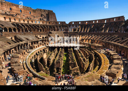 Roman Colosseum architecture interior ruins. Rome, Italy Stock Photo