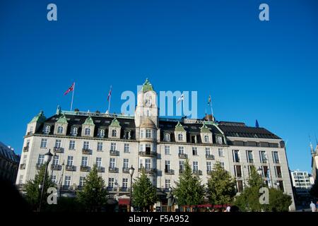 Oslo city center plaza building tourists popular Stock Photo