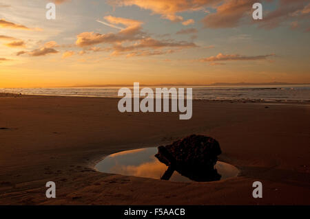 Sunset over Seton Sands and the Firth of Forth Stock Photo