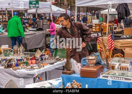 GreenFlea flea market, Upper West Side of Manhattan, New York City, United States of America. Stock Photo