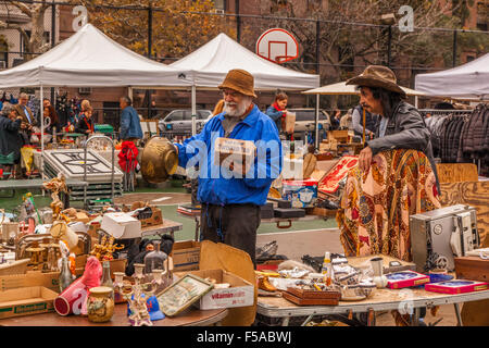 GreenFlea flea market, Upper West Side of Manhattan, New York City, United States of America. Stock Photo