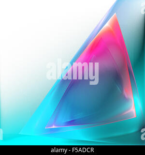 Abstract bright color translucent fractal triangle. Added grain Stock Photo