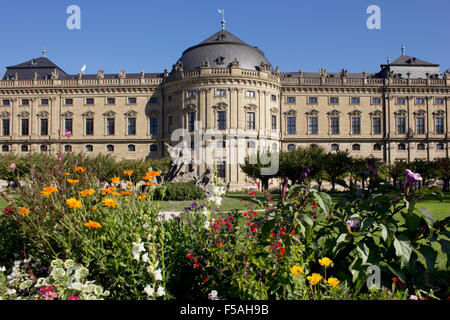 The baroque Bishop's Residenz palace in Würzburg, Germany.  One of Germany's largest and most ornate palaces.  UNESCO World site Stock Photo