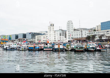 Boat harbor, Valparaiso, Chile Stock Photo