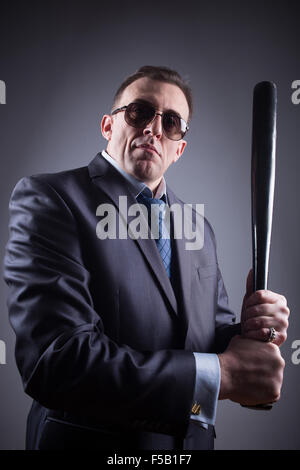 male gangster with baseball bat Stock Photo