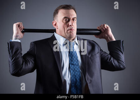 male gangster with baseball bat Stock Photo