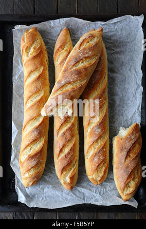 crunchy french baguette above Stock Photo