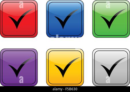 Check symbol color web icon on a white background. Vector illustration. Stock Vector