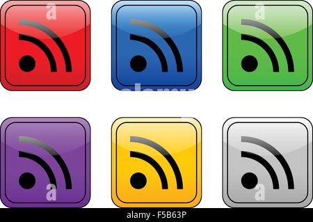 Rss color web icon on a white background. Vector illustration. Stock Vector
