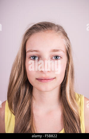 Portrait of beautiful blond teenage girl, close up Stock Photo
