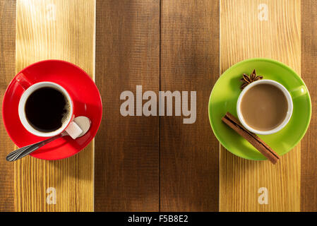 cup of  coffee on wooden background Stock Photo
