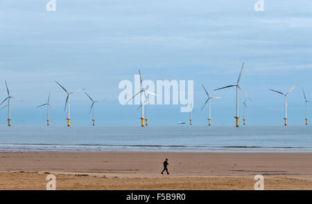 Redcar Wind Farm Teesside coast North Sea England Stock Photo