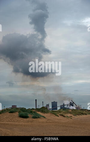 Redcar Steel Works from Coatham Sands Redcar Cleveland North Yorkshire England Stock Photo