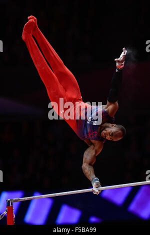 Glasgow, UK. 30th Oct, 2015. DONNELL WHITTENBURG competes on the high bar during the men's All-Around Finals of the 2015 World Gymnastics Championships held in Glasgow, United Kingdom. © Amy Sanderson/ZUMA Wire/Alamy Live News Stock Photo