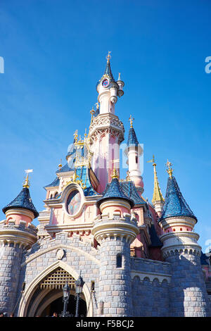 Sleeping Beauty Castle Within Fantasyland Disneyland Paris Marne-la-Vallee Chessy France Stock Photo