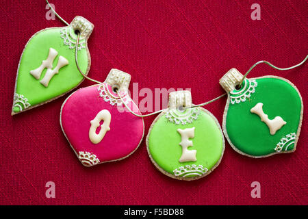 Christmas bauble cookies in red and green Stock Photo