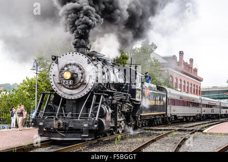 Western Maryland Scenic Railroad Baldwin 2-8-0 No 734, Cumberland Maryland Stock Photo