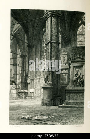 This illustration of Charles Dickens' grave is from John Forster's The Life of Charles Dickens. Dickens' grave is in the Poets' Corner in Westminister Abbey. Charles Dickens (1812-1870) is one of the best known and most distinguished English novelists.Dickens died on June 9, 1870.He lived during the Victorian era. Among his best-known works are: A Christmas Carol, David Copperfield, Great Expectations, Oliver Twist, and A Tale of Two Cities. Stock Photo