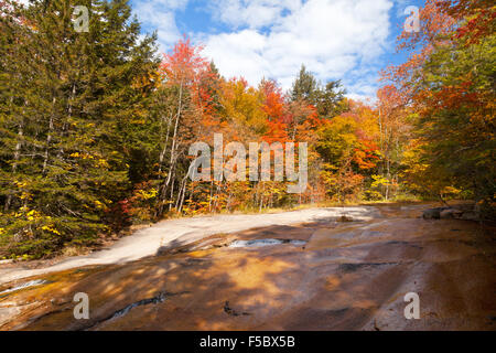 Water flowing over Table Rock, the flume, Franconia Notch State Park, White Mountains New Hampshire, New England, USA Stock Photo