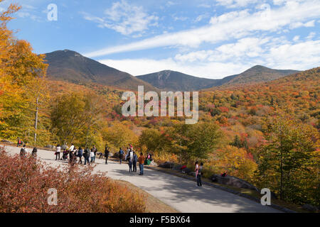 The Franconia Mountain range seen from the Franconia Notch state park in autumn, White Mountains, New Hampshire New England USA Stock Photo