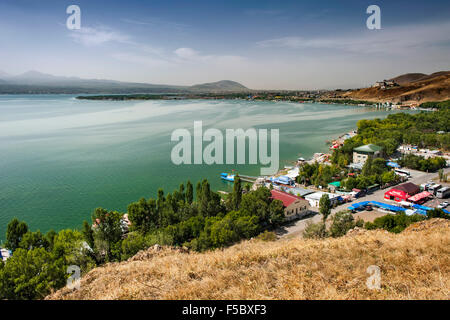 Lake Sevan seen from Sevanavank monastery in the Gegharkunik province of Armenia Stock Photo