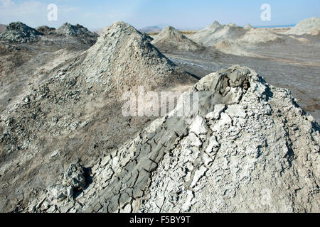 Mud volcanoes in Gobustan National Park in Azerbaijan. Stock Photo