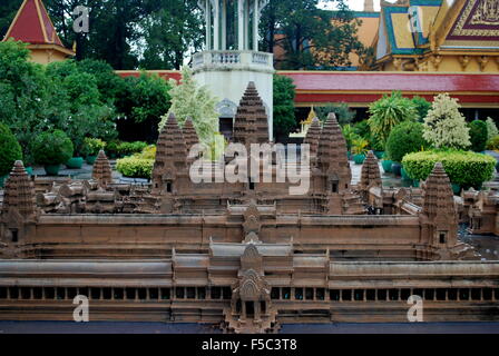Angkor Wat scale model at the Royal Palace in Phnom Penh Cambodia. Stock Photo