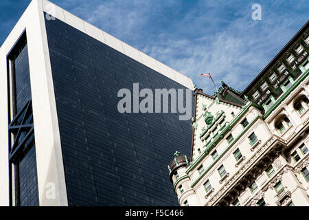 Plaza Hotel and Solow Building, Low Angle View, New York City, USA Stock Photo