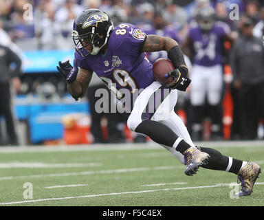 Baltimore Ravens WR Steve Smith Sr. (89) in action during a game against the San Diego Chargers at M&T Bank Stadium in Baltimore, MD on November 1, 2015. Smith would suffer a season-ending injury at the end of the play. Photo/ Mike Buscher/Cal Sport Media Stock Photo