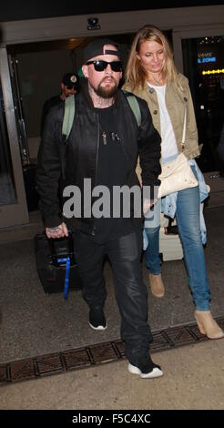 Benji Madden and Cameron Diaz at Los Angeles International Airport (LAX)  Featuring: Cameron Diaz, Benji Madden Where: Los Angeles, California, United States When: 31 Aug 2015 C Stock Photo