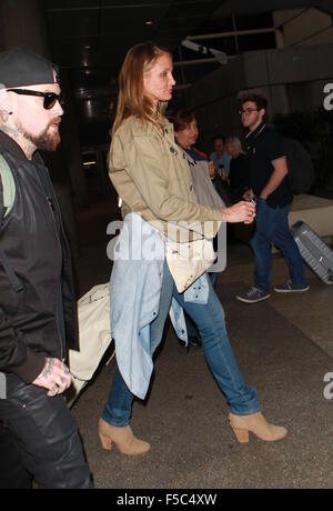 Benji Madden and Cameron Diaz at Los Angeles International Airport (LAX)  Featuring: Cameron Diaz, Benji Madden Where: Los Angeles, California, United States When: 31 Aug 2015 C Stock Photo