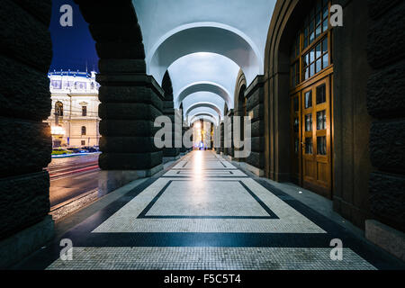 Arches at the Faculty of Arts Building at Charles University in Prague, Czech Republic. Stock Photo