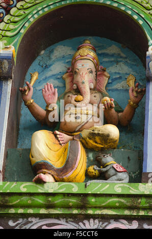 Intricate carving of Ganesha,  Hindu God, on the facade of a temple in Chennai, Madras, Tamil Nadu, India, Asia Stock Photo