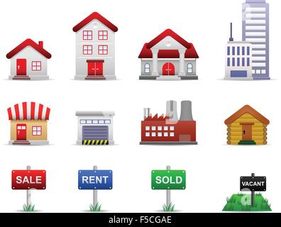 Real Estates Property Icons Vector Stock Vector
