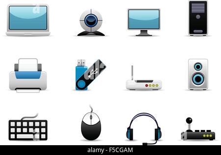 Computer Hardware Icons Stock Vector